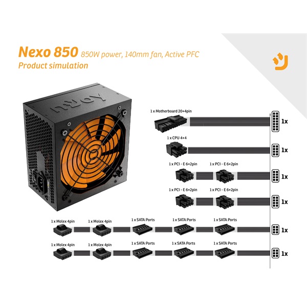 NJOY 850W Nexo 850 80 Plus Gold Tápegység NJOY 850W Nexo 850 80 Plus Gold Tápegység