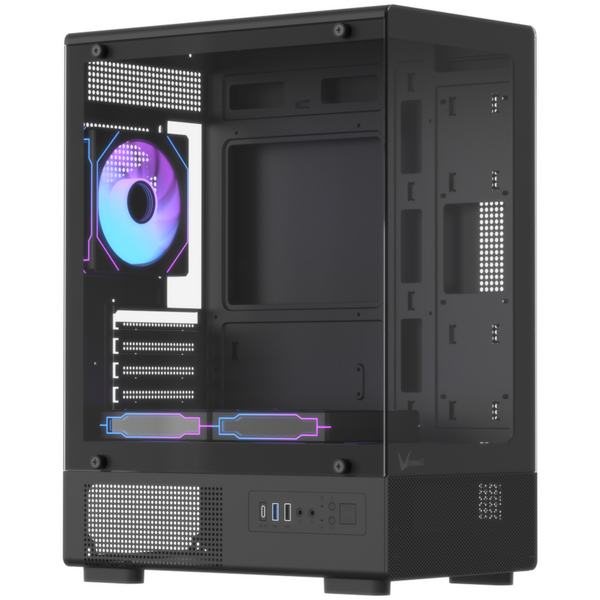 Formula Számítógépház - Crystal Z1CM Plus Black AR V2 (fekete, ablakos, mATX,3x12 cm venti,1xUSB2.0, 1xUSB3.0, 1xType-C)