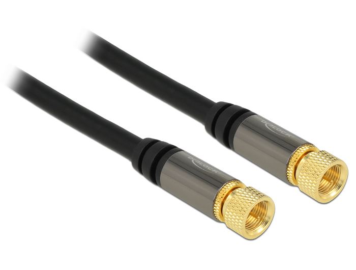 Delock F-csatlakozóval > F-csatlakozóval RG-6/U antenna kábel 1m fekete (88918) Delock F-csatlakozóval > F-csatlakozóval RG-6/U antenna kábel 1m fekete (88918)