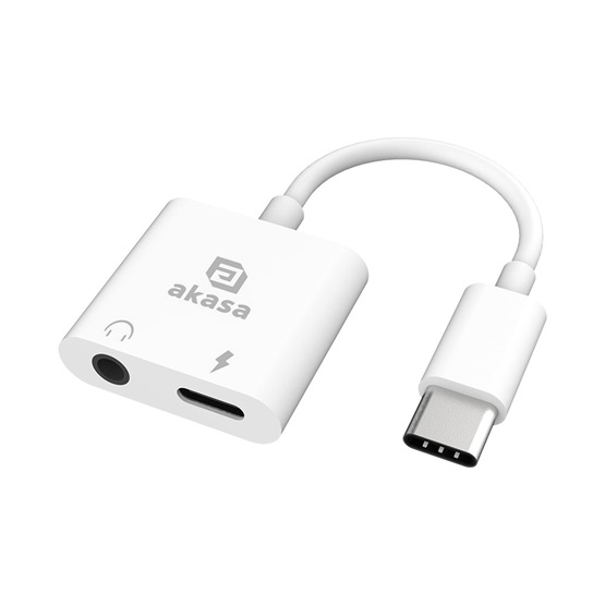  Akasa AK-CBCA30-08WH Type-C to 3.5mm fejhallgató csatlakozó és töltőadapter  