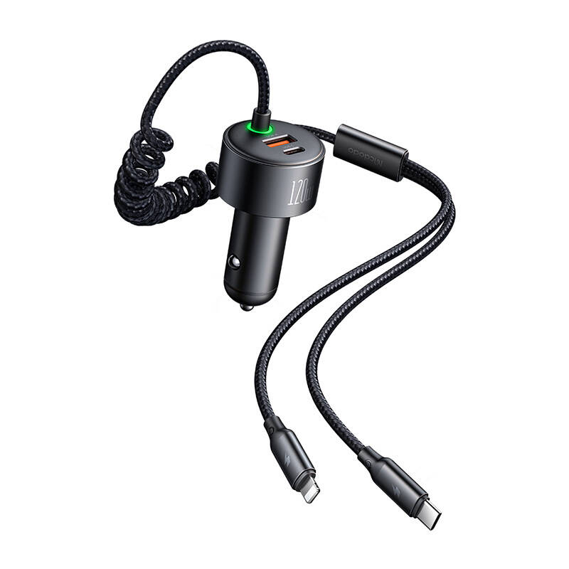 Mcdodo USB-C+Lightning autós töltő fekete