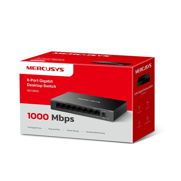 MERCUSYS MS108GS 8x1000Mbps Fémházas Asztali Switch MERCUSYS MS108GS 8x1000Mbps Fémházas Asztali Switch