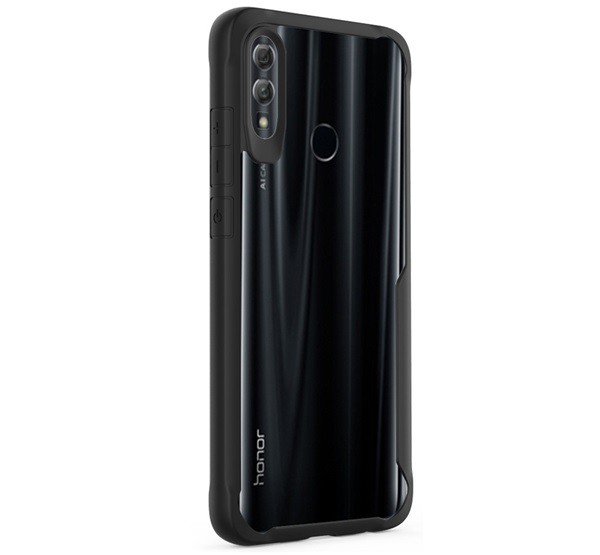 Műanyag telefonvédő (szilikon keret, közepesen ütésálló, légpárnás sarok) FEKETE [Honor 10 Lite]
