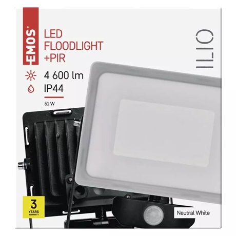Emos ZS2940 ILIO LED REFLEKTOR 50W 4000LM MOZGÁSÉRZÉKELŐVEL IP44 NW