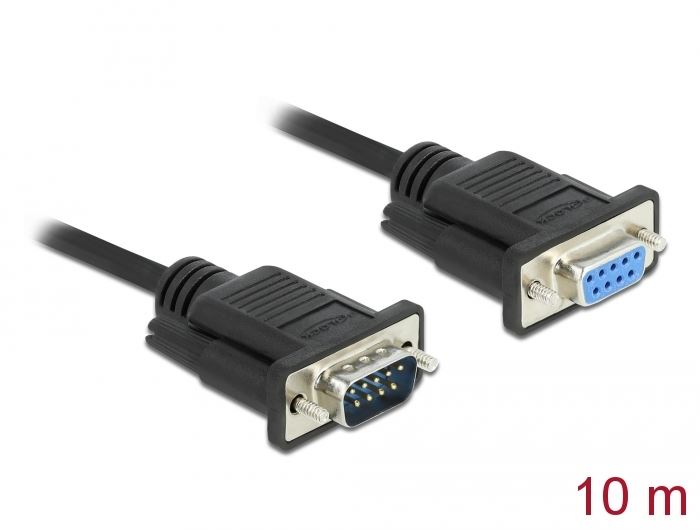 Delock Sub-D9-es RS-232 soros kábel apa-anya 10m (86599)