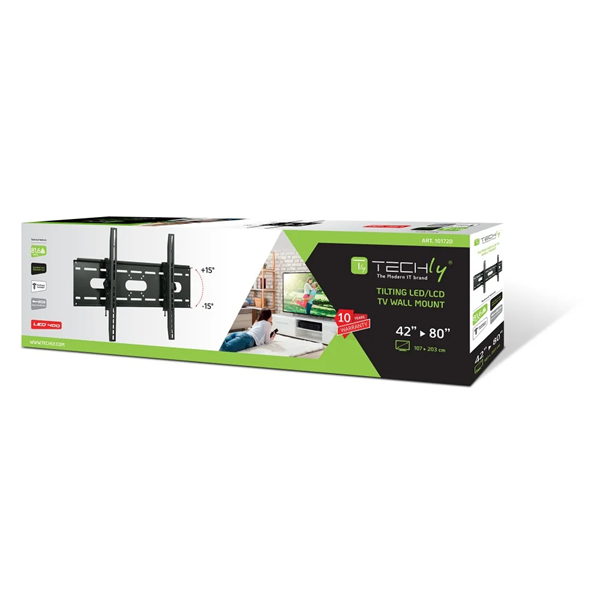 TECHLY ICA-PLB 890  42-80" LCD kijelzőhöz dönthető fali konzol fekete