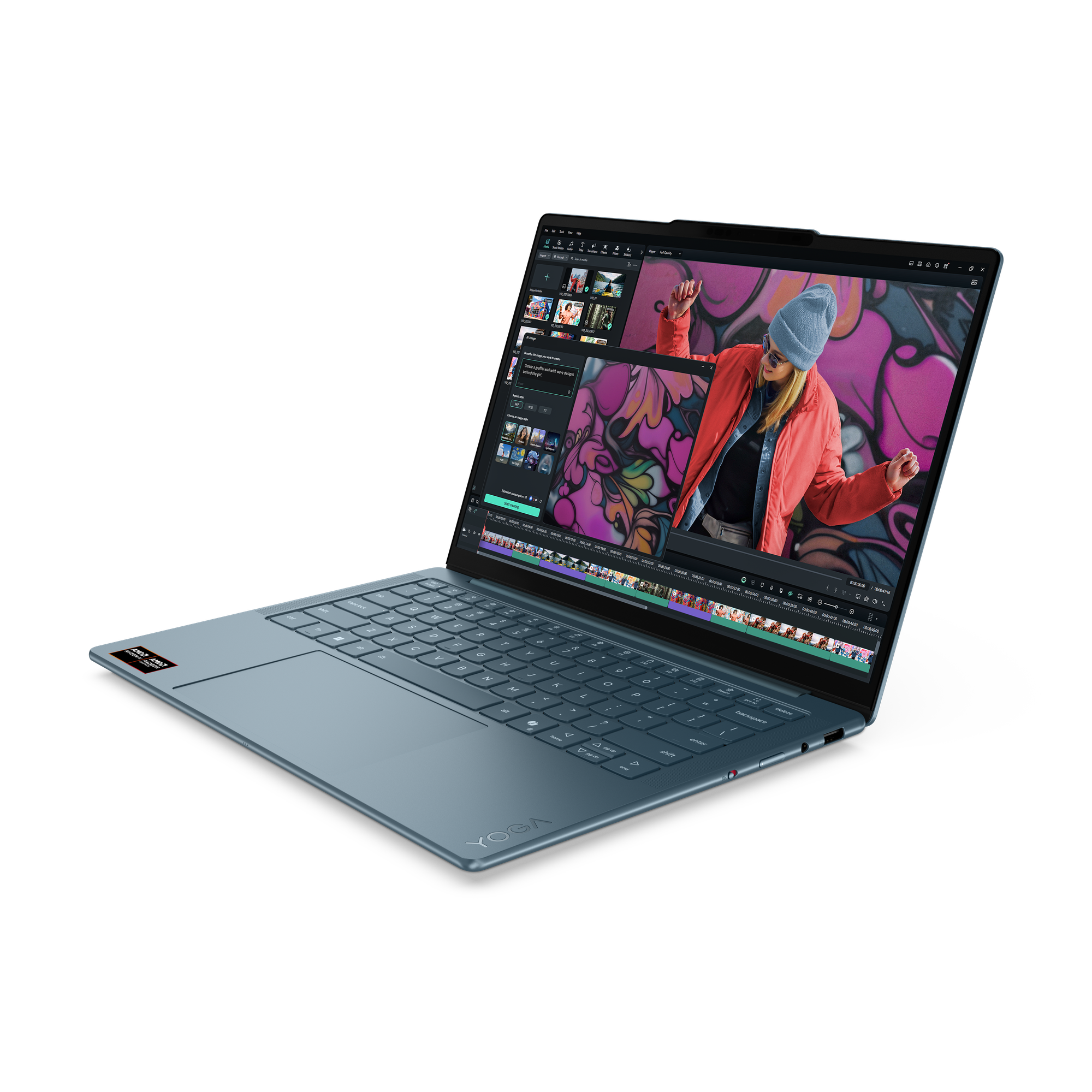 Lenovo Yoga Slim 7 Laptop - 14" WUXGA, AMD Ryzen AI 5 340, 16GB DDR5 RAM, 512GB SSD, Magyar billentyűzet, Windows 11 Home, Zöldeskék