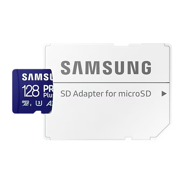 Samsung 128GB microSDXC Pro Plus Class10 U3 A2 V30 + adapterrel