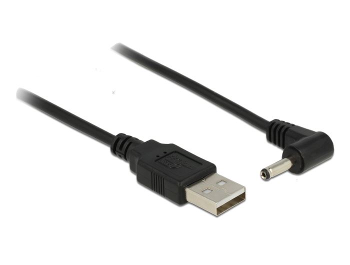 Delock USB-A - DC 3.5 x 1.35mm 90fok tápkábel 1,5m (83577)