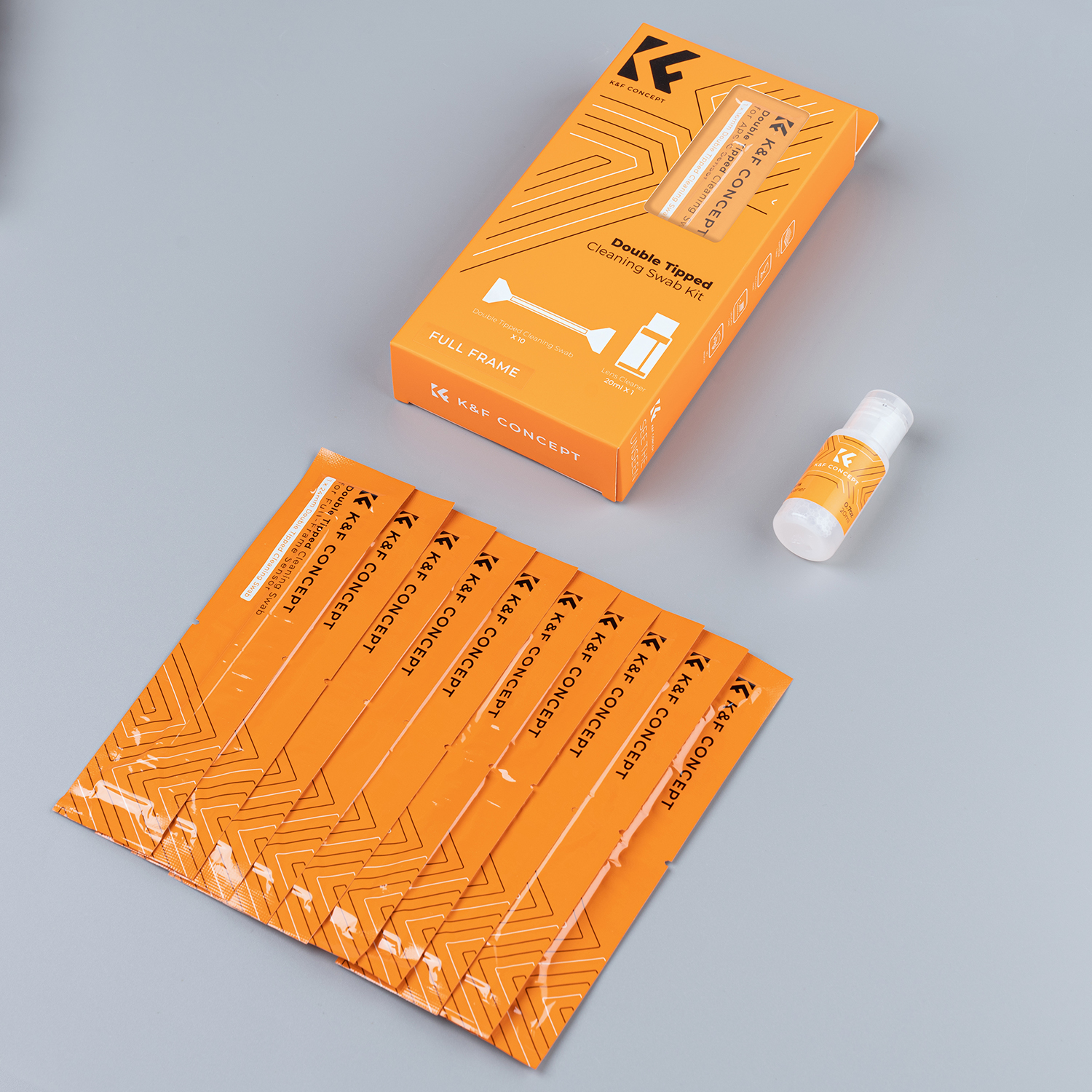 K&F Concept dupla fejes 24 mm-es tisztítópálca készlet Full Frame  10 db + 20 ml tisztító folyadék