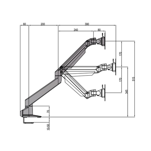 MULTIBRACKETS asztali rögzítő Gas Lift dönthető forgatható 15-32" Ezüst