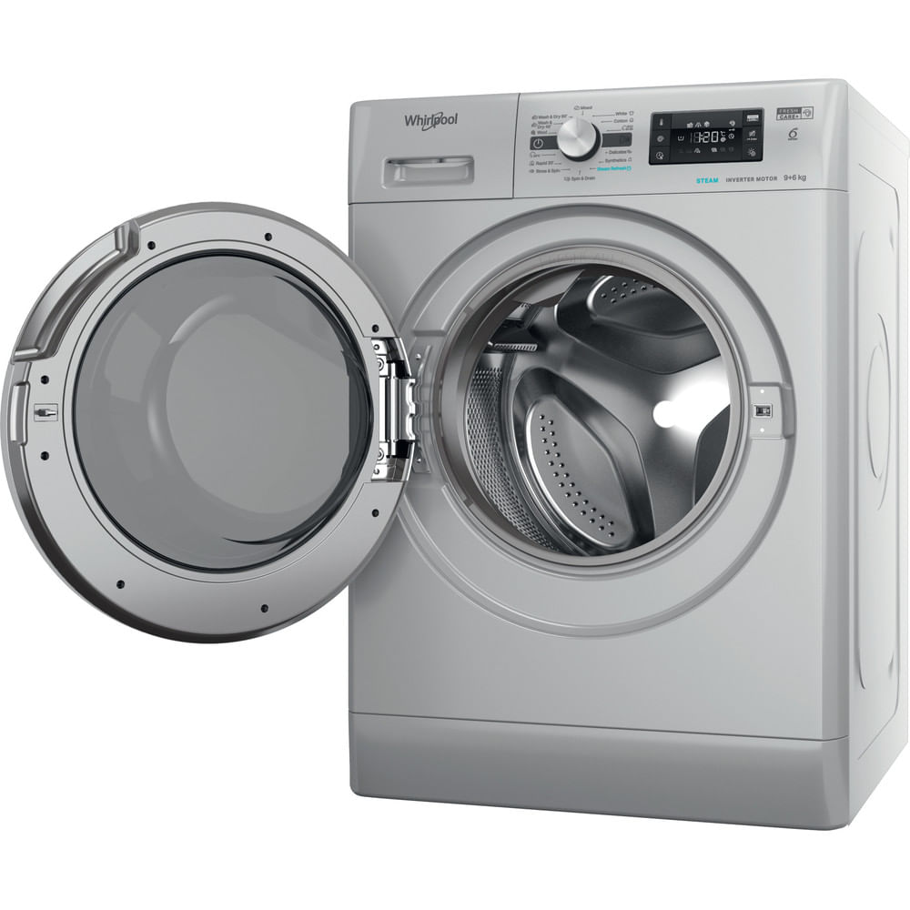 Whirlpool FFWDB 964489 SBSV EE  Elöltöltős mosó- és szárítógép – 9 kg, 1400 ford./perc, A Energiaosztály, 6. Érzék technológia, FreshCare+, Smart Delay, Wash&Dry, Gőz program, Ezüst