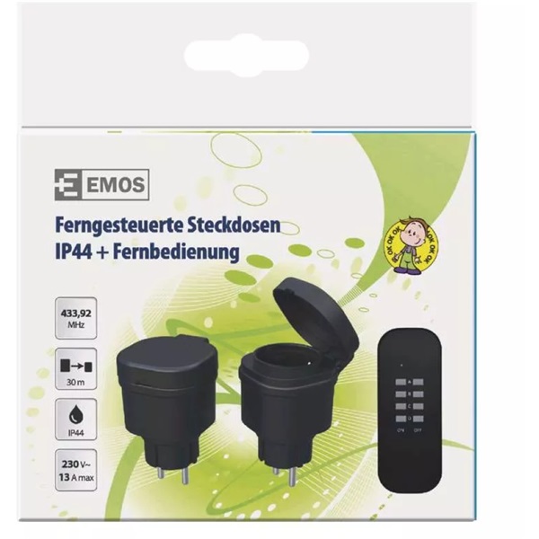 Emos P0068 IP44 2db-os távirányítható hálózati aljzat Emos P0068 IP44 2db-os távirányítható hálózati aljzat