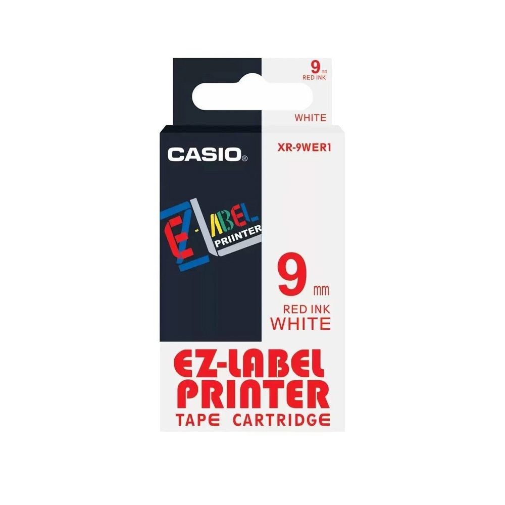 Casio Feliratozógép szalag XR-9WER1 9mmx8m  piros/fehér (XR9WER1)