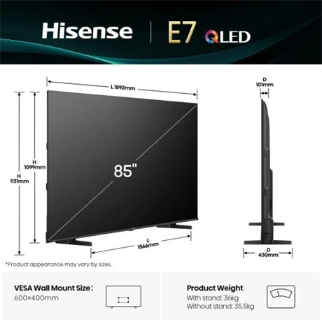 Hisense 85" 85E7Q 4K UHD Smart QLED TV