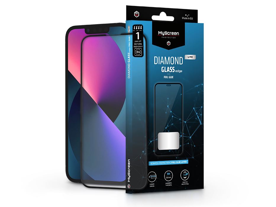 MyScreen Protector Diamond Glass Lite Edge2.5D Full Glue Apple iPhone 13/13 Pro edzett üveg kijelzővédő fekete kerettel (LA-1994)