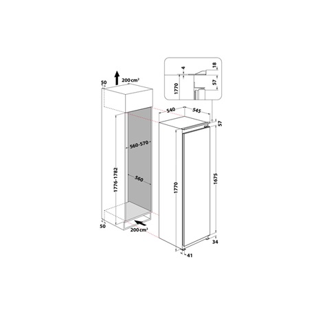 Whirlpool WHSD18A011B2 Beépíthető egyajtós hűtőszekrény