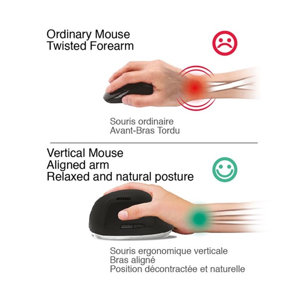 Advance  VERTICAL PLUS MOUSE 2400 DPI Egér vezeték nélküli  fekete 
