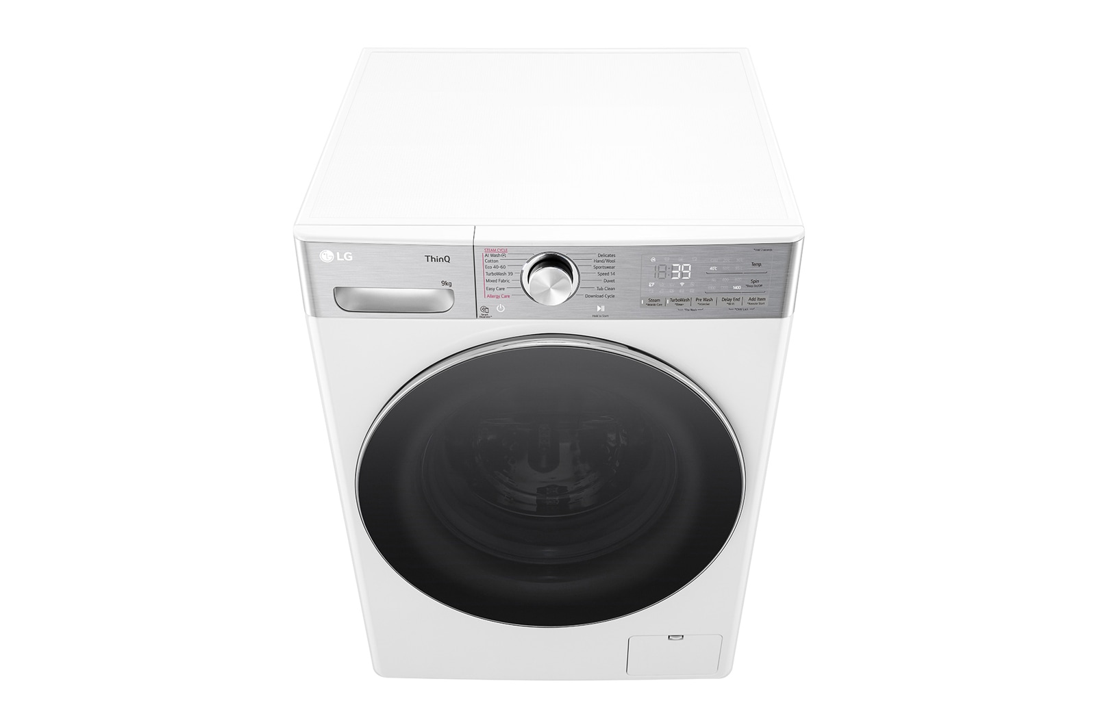 LG F4WR909P3W Elöltöltős mosógép – 9 kg, 1400 ford./perc, A Energiaosztály, TurboWash360, AI DD, Steam, LG ThinQ WiFi funkcióval