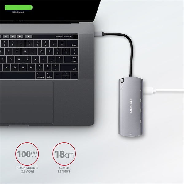 Axagon HMC-6M2 SuperSpeed USB-C combo 6in1 hub ezüst-fekete Axagon HMC-6M2 SuperSpeed USB-C combo 6in1 hub ezüst-fekete