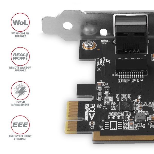 Axagon Gigabit Ethernet 1 sávos PCI-Express kártya (PCEE-GRF)