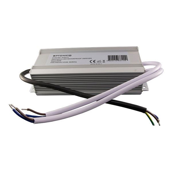 Optonica LED Szalag tápegység 60W 5A 12V vízálló fém ház (AC6111)