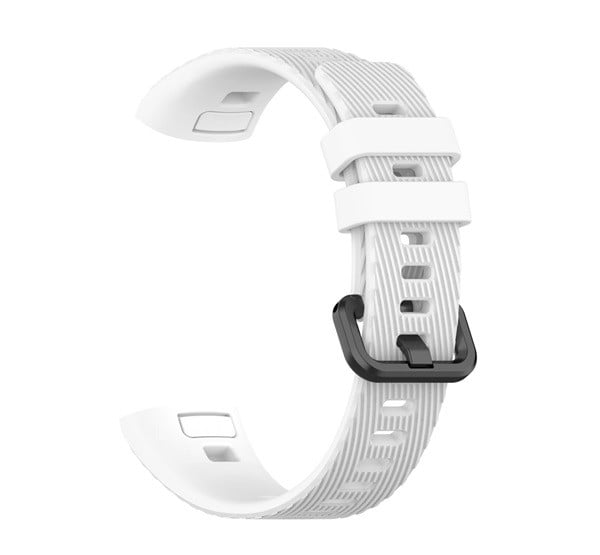 Pótszíj (szilikon, állítható, csíkos minta, 16.5 mm) FEHÉR [Honor Band 3 Pro]