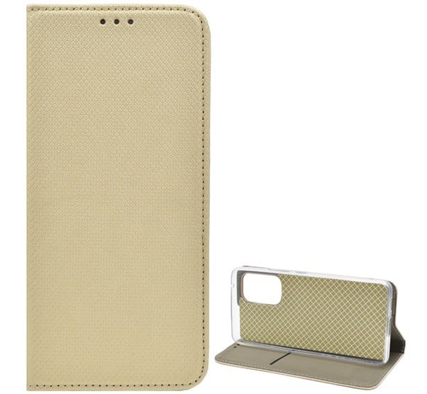 Tok álló, bőr hatású (FLIP, oldalra nyíló, asztali tartó funkció, rombusz minta) ARANY [Samsung Galaxy A53 (SM-A536) 5G]