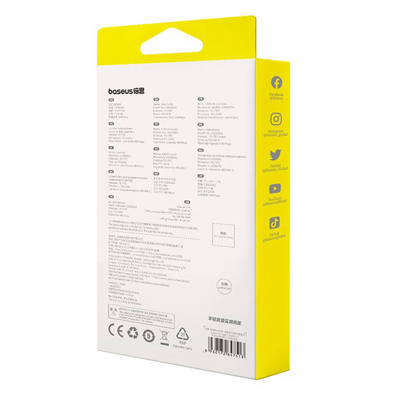 Baseus Free2Draw USB-C – USB-C kábel, PD, 100 W, 1 m