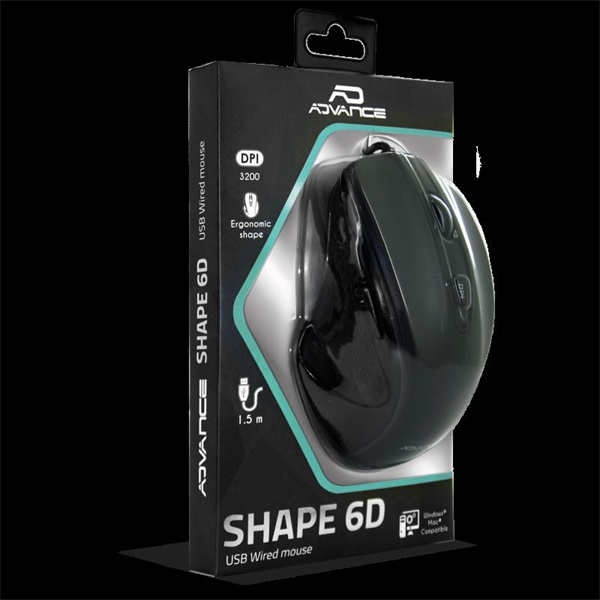 Advance SHAPE 6D  3200 DPI Egér    Fekete 