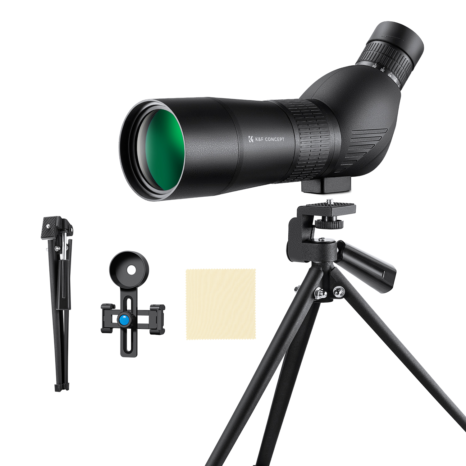 K&F Concept 20-60X60 BAK4 45 fokos spektív telefonadapterrel, állvánnyal és hordtáskával