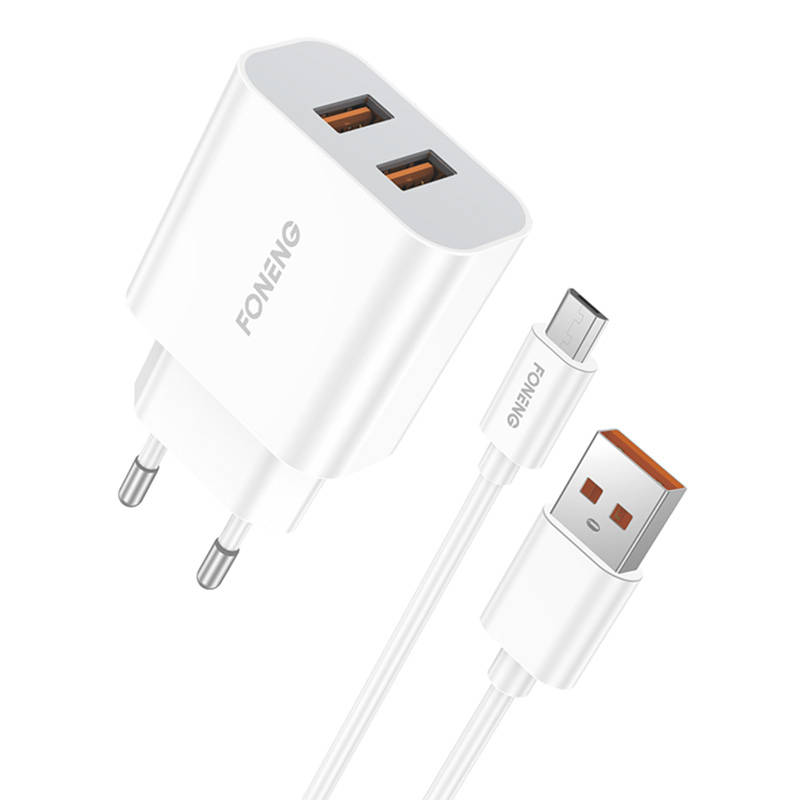 Fast charger Foneng 2x USB EU45 + USB Micro cable Fast charger Foneng 2x USB EU45 + USB Micro cable