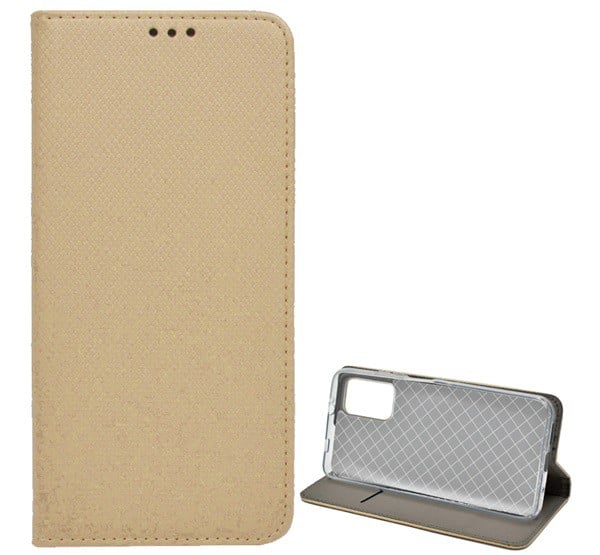 Tok álló, bőr hatású (FLIP, oldalra nyíló, asztali tartó funkció, rombusz minta) ARANY [Xiaomi Redmi 9T]