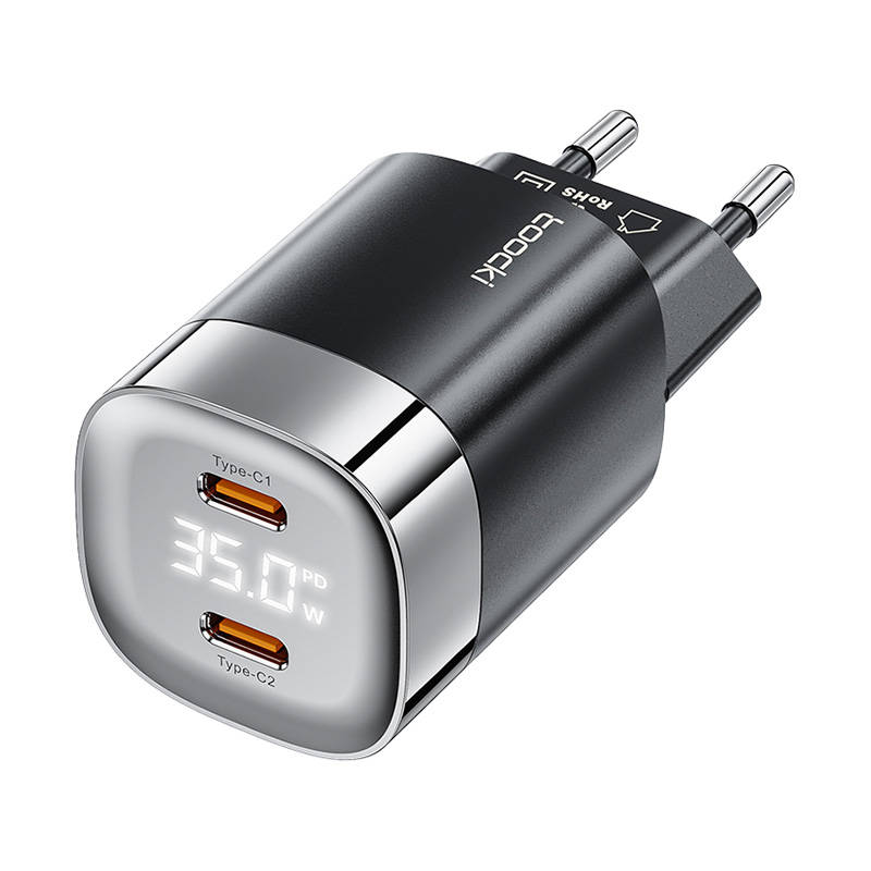 Toocki 2x USB-C, GaN 35W charger (black)