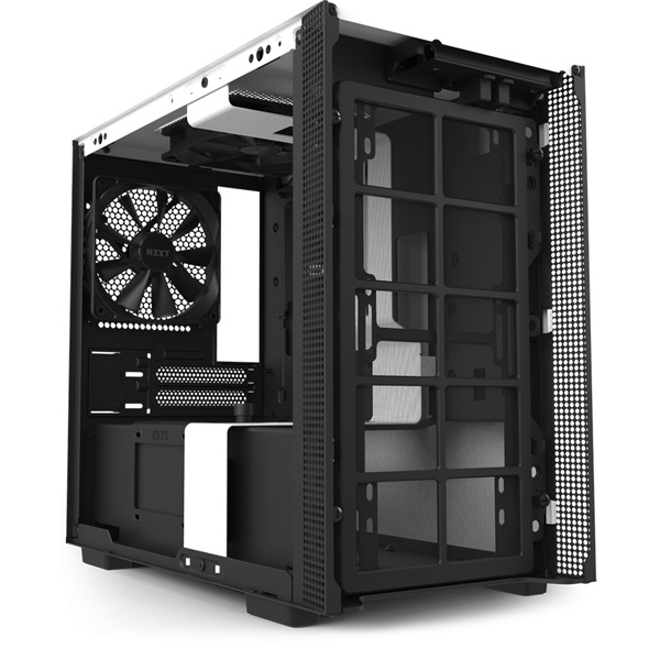 NZXT H210 táp nélküli ablakos Mini-ITX ház matt fehér-fekete (CA-H210B-W1)