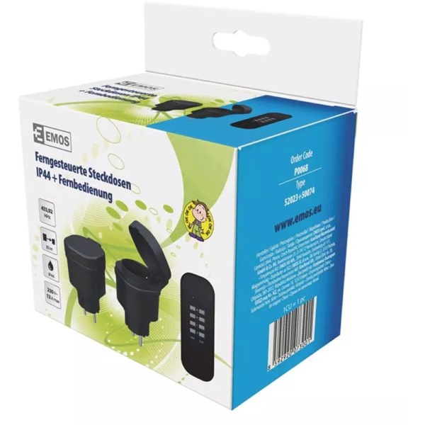 Emos P0068 IP44 2db-os távirányítható hálózati aljzat Emos P0068 IP44 2db-os távirányítható hálózati aljzat
