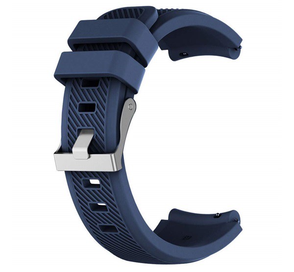 Pótszíj (univerzális, 22 mm, szilikon, állítható, csíkos minta) SÖTÉTKÉK [Honor Watch GS 3]