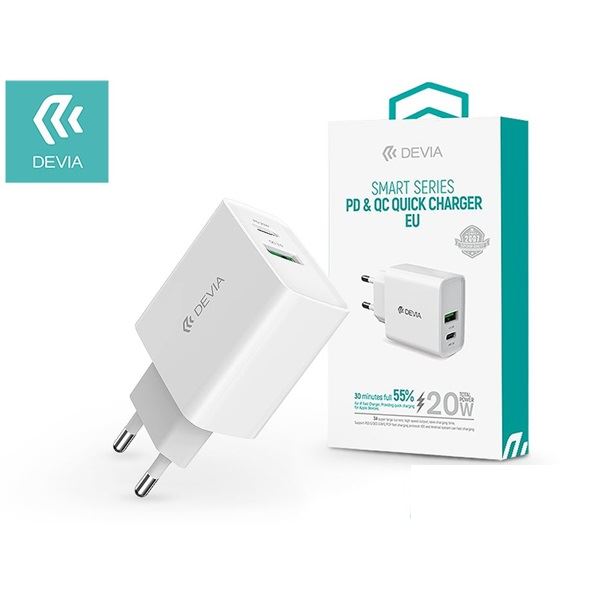 Devia ST346576 20W USB/Type-C hálózati gyorstöltő adapter fehér