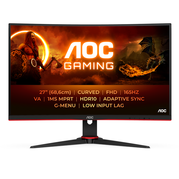 AOC C27G2E/BK Ívelt Gaming 165Hz VA monitor 27" 