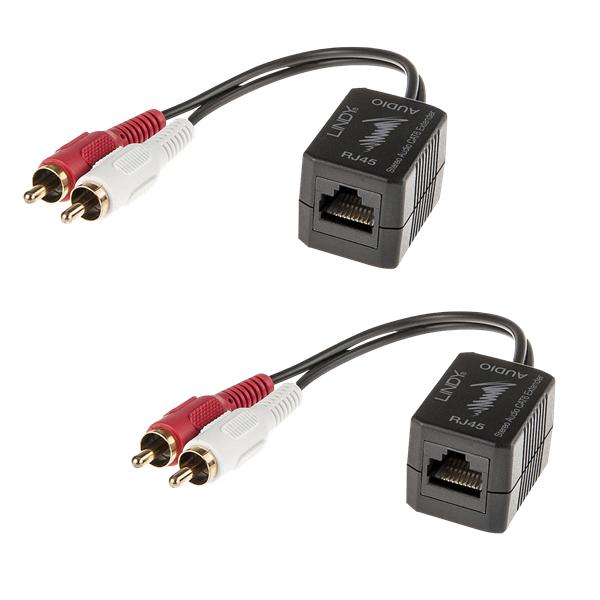 Lindy Extender stereo audio RCA, CAT5/6, 100m (70460)