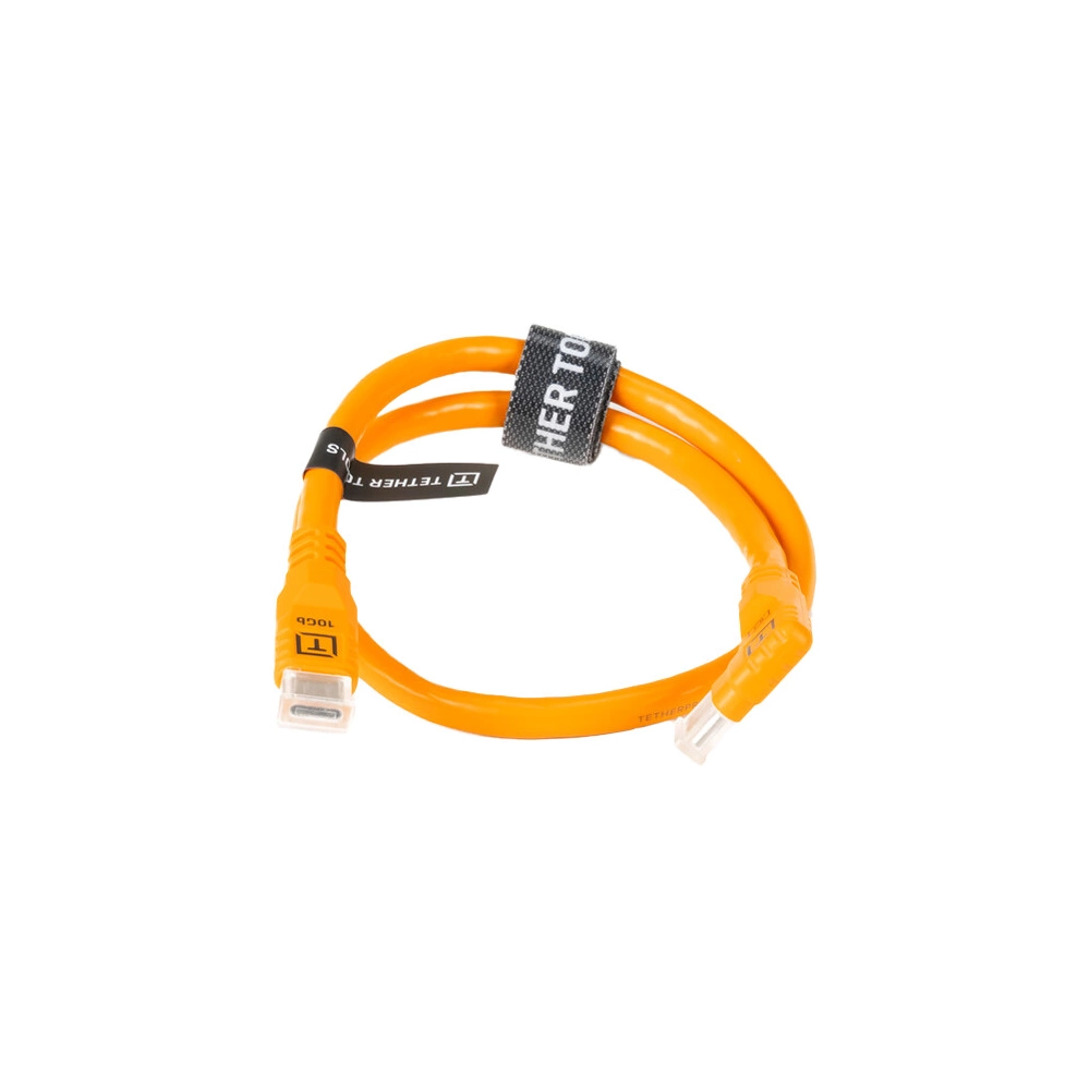 TetherPro Optima 10G USB-C  20 (51cm)  Straight to Right Angle Adapter “Pigtail” Cable Narancssárga