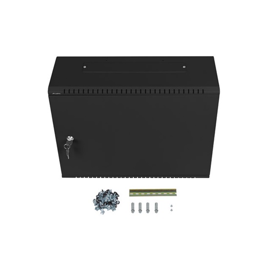 Lanberg rack szekrény 19" fali 4U+3U/540x200 alacsony profil, fekete (összeszerelve)