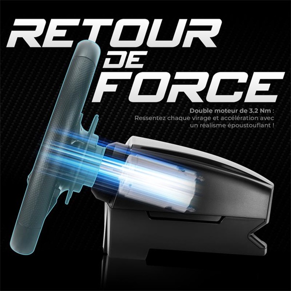 Spirit of Gamer Kormány   RACE WHEEL FORCE 1080RS  kormány+pedálok+váltó Fekete 