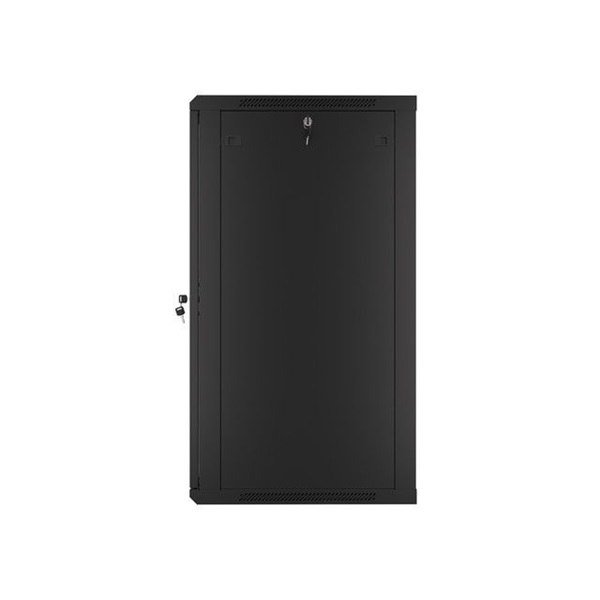 Lanberg WF01-6622-10B 19" 22U SZÉL:600 MÉLY:600 MAG:1085 lapraszerelt üvegajtós fekete fali rack szekrény