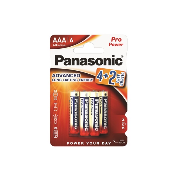 Panasonic LR03PPG/6BP 4+2F 1,5V AAA/mikro tartós alkáli elem 6 db/csomag Panasonic LR03PPG/6BP 4+2F 1,5V AAA/mikro tartós alkáli elem 6 db/csomag