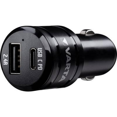 Varta Dual USB Car Charger 57932101401 USB-s töltőkészülék Személygépkocsi, Tehergépjármű Kimeneti áram (max.) 5400 mA 2 x USB, USB-C™ ...