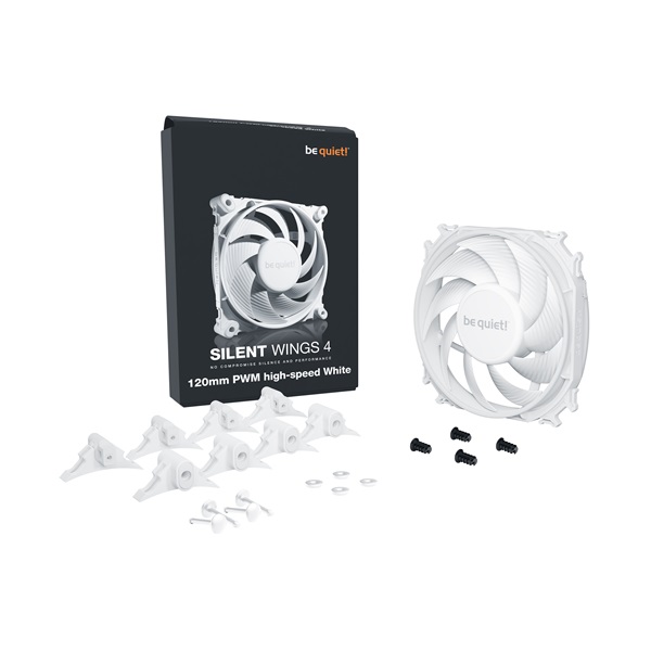 Be Quiet! Cooler 12cm  SILENT WINGS 4 White 120mm PWM high-speed  2500rpm 31,2dB Fehér 