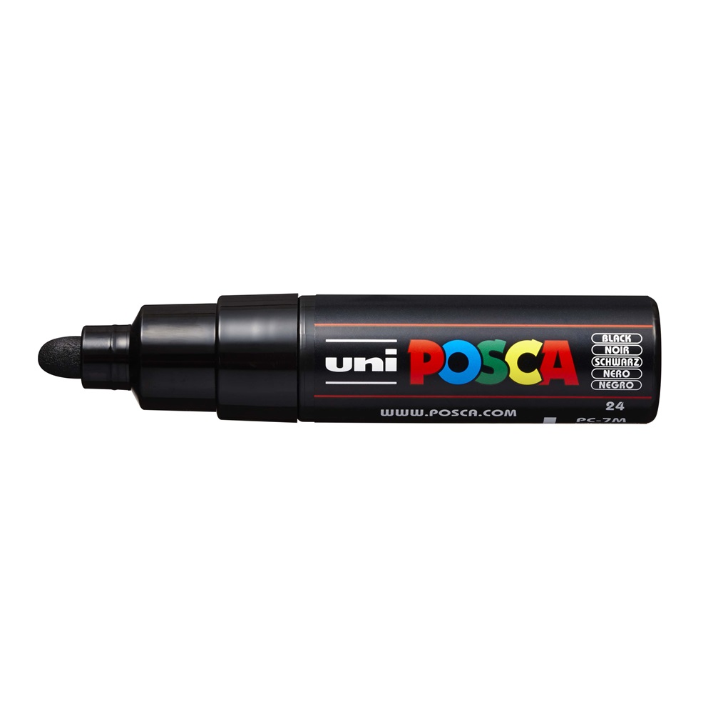 Uni Dekormarker 4,5-5,5mm,  Posca PC-7M fekete (2UPC7MF)