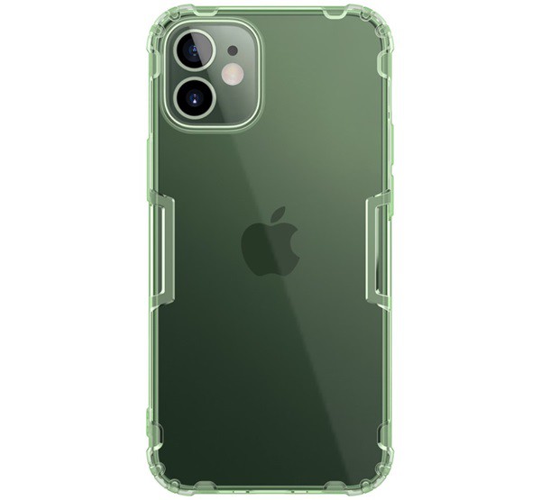 NILLKIN NATURE szilikon telefonvédő (közepesen ütésálló, légpárnás sarok, 0.6 mm, ultravékony) SÖTÉTZÖLD [Apple iPhone 12 mini]