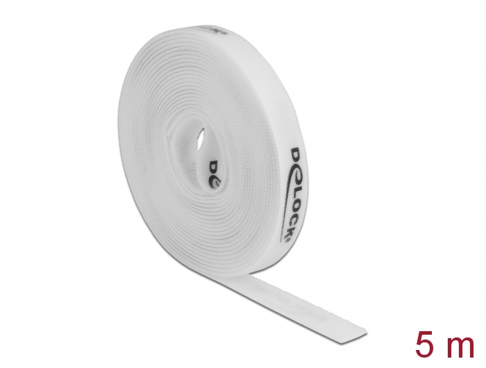 Delock Velcro fehér ragasztó szalag guriga Hx 5 m x Sz 15 mm (18387)